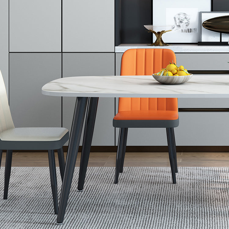 Stone Rectangle Dining Table Modern Metal Black Frame Tripod Dining Table Clearhalo ' dining_table' 'Dining Tables & Seating' 'Dining Tables' 'furn' 'furn_dining_table' 'Furniture' 'furniture_dining_table' 'Kitchen & Dining Furniture' 'kitchen&dining_furn' 'kitchen' 'kitchen_dining_table' 4680312