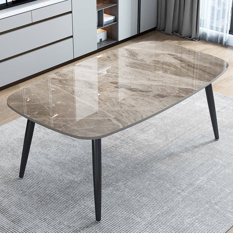 Stone Rectangle Dining Table Modern Metal Black Frame Tripod Dining Table Clearhalo ' dining_table' 'Dining Tables & Seating' 'Dining Tables' 'furn' 'furn_dining_table' 'Furniture' 'furniture_dining_table' 'Kitchen & Dining Furniture' 'kitchen&dining_furn' 'kitchen' 'kitchen_dining_table' 4680315