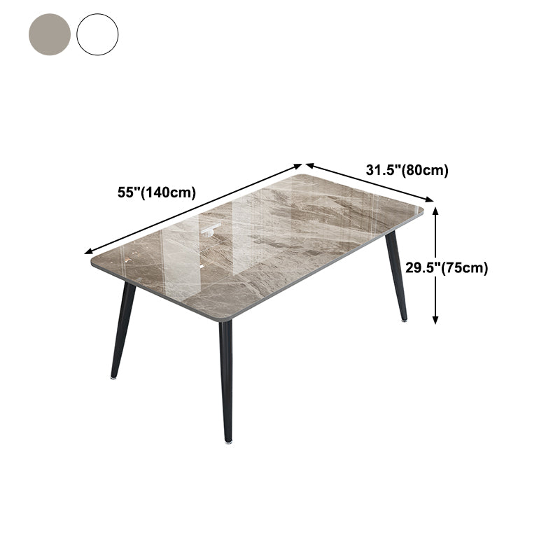 Stone Rectangle Dining Table Modern Metal Black Frame Tripod Dining Table Clearhalo ' dining_table' 'Dining Tables & Seating' 'Dining Tables' 'furn' 'furn_dining_table' 'Furniture' 'furniture_dining_table' 'Kitchen & Dining Furniture' 'kitchen&dining_furn' 'kitchen' 'kitchen_dining_table' 4680322