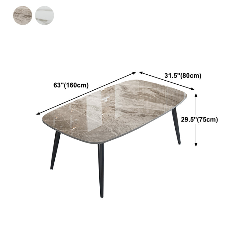 Stone Rectangle Dining Table Modern Metal Black Frame Tripod Dining Table Clearhalo ' dining_table' 'Dining Tables & Seating' 'Dining Tables' 'furn' 'furn_dining_table' 'Furniture' 'furniture_dining_table' 'Kitchen & Dining Furniture' 'kitchen&dining_furn' 'kitchen' 'kitchen_dining_table' 4680327