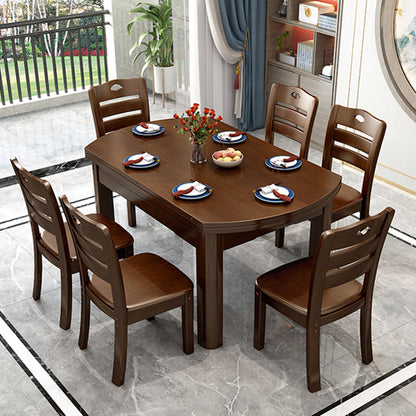 Modern Solid Wood Dining Room Collection Extendable Trestle Dining Table Walnut 48"L x 48"W x 29.9"H Without Chairs Clearhalo ' dining_table' 'Dining Tables & Seating' 'Dining Tables' 'furn' 'furn_dining_table' 'Furniture' 'furniture_dining_table' 'Kitchen & Dining Furniture' 'kitchen&dining_furn' 'kitchen' 'kitchen_dining_table' 4680328