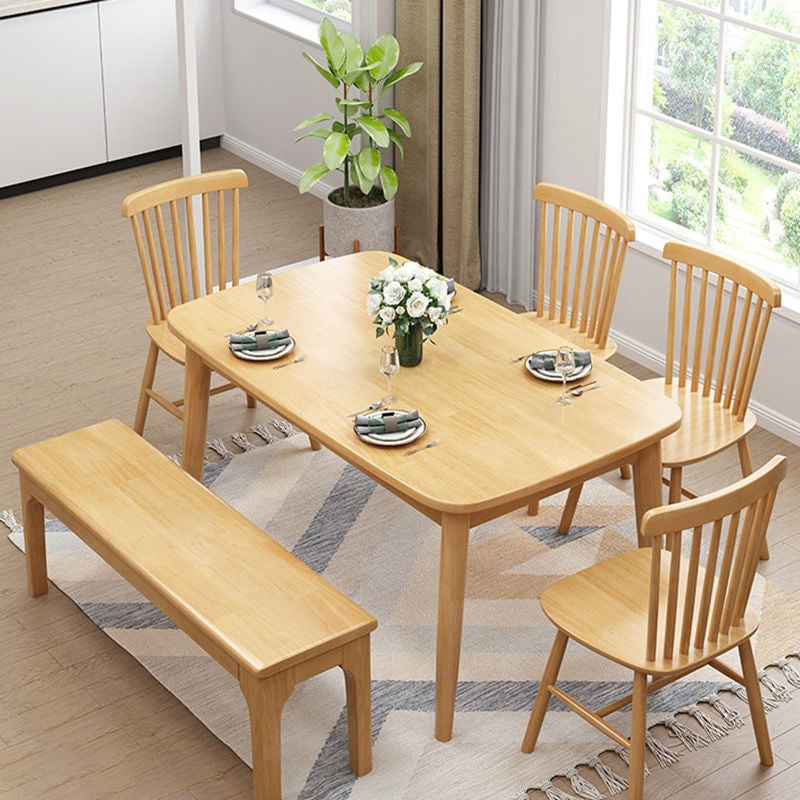 Contemporary Rectangle Solid Wood Table Standard Height Table Dining Table with 4 Legs Natural 51.2"L x 31.5"W x 29.9"H Without Chairs Clearhalo ' dining_table' 'Dining Tables & Seating' 'Dining Tables' 'furn' 'furn_dining_table' 'Furniture' 'furniture_dining_table' 'Kitchen & Dining Furniture' 'kitchen&dining_furn' 'kitchen' 'kitchen_dining_table' 4680341