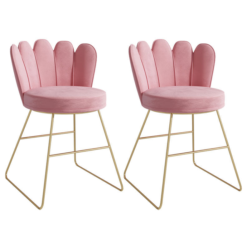 Scandinavian Upholstered Armless Dining Chairs Solid Back Chairs Pink 2 Piece Set Clearhalo ' kitchen&dining_furn' 'Dining Chairs' 'Dining Tables & Seating' 'dining_chair' 'furn' 'furn_dining_chair' 'Furniture' 'furniture_dining_chair' 'Kitchen & Dining Furniture' 'kitchen' 4680374