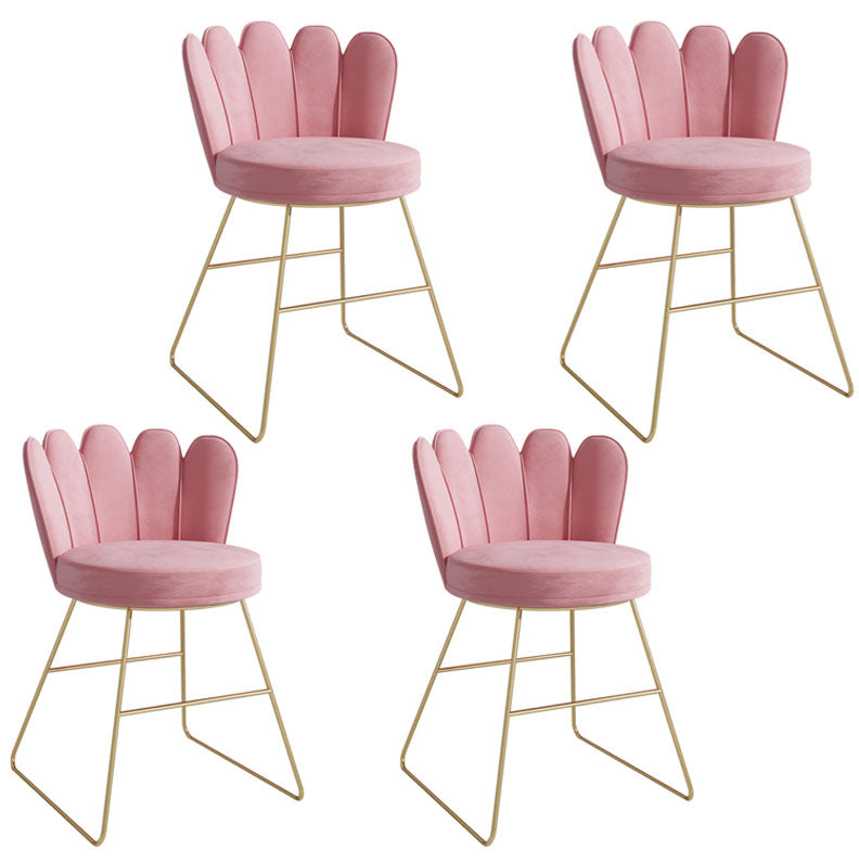 Scandinavian Upholstered Armless Dining Chairs Solid Back Chairs Pink 4 Piece Set Clearhalo ' kitchen&dining_furn' 'Dining Chairs' 'Dining Tables & Seating' 'dining_chair' 'furn' 'furn_dining_chair' 'Furniture' 'furniture_dining_chair' 'Kitchen & Dining Furniture' 'kitchen' 4680376