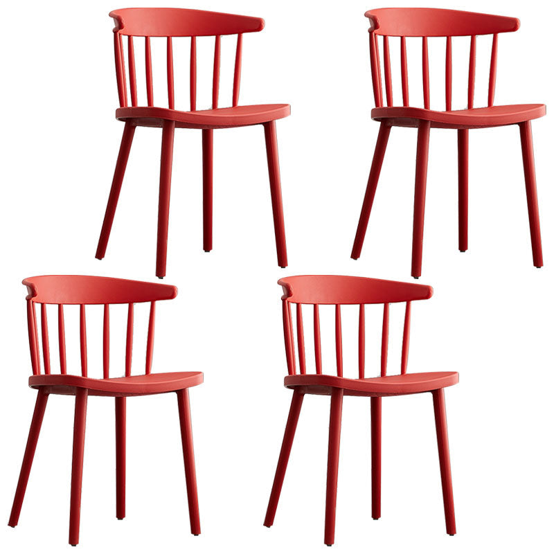 Modern Chairs Dining Armless Chairs with Plastic Legs for Kitchen Red 4 Piece Set Clearhalo ' kitchen&dining_furn' 'Dining Chairs' 'Dining Tables & Seating' 'dining_chair' 'furn' 'furn_dining_chair' 'Furniture' 'furniture_dining_chair' 'Kitchen & Dining Furniture' 'kitchen' 4680388