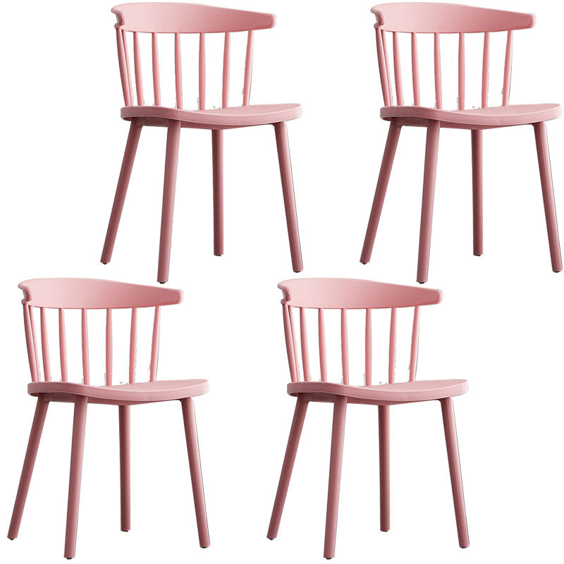 Modern Chairs Dining Armless Chairs with Plastic Legs for Kitchen Pink 4 Piece Set Clearhalo ' kitchen&dining_furn' 'Dining Chairs' 'Dining Tables & Seating' 'dining_chair' 'furn' 'furn_dining_chair' 'Furniture' 'furniture_dining_chair' 'Kitchen & Dining Furniture' 'kitchen' 4680410