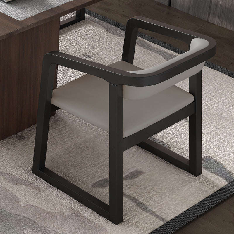 Scandinavian Wood Kitchen Dining Room Chair Open Back Arm Chair Grey 1 Piece Black Clearhalo ' kitchen&dining_furn' 'Dining Chairs' 'Dining Tables & Seating' 'dining_chair' 'furn' 'furn_dining_chair' 'Furniture' 'furniture_dining_chair' 'Kitchen & Dining Furniture' 'kitchen' 4680455