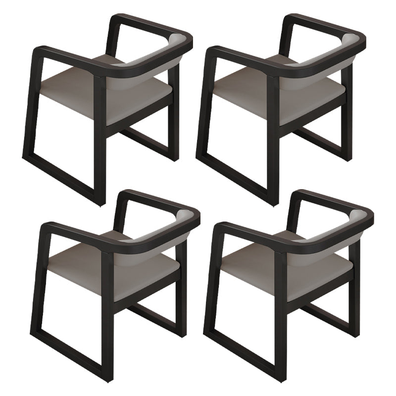 Scandinavian Wood Kitchen Dining Room Chair Open Back Arm Chair Grey 4 Piece Set Black Clearhalo ' kitchen&dining_furn' 'Dining Chairs' 'Dining Tables & Seating' 'dining_chair' 'furn' 'furn_dining_chair' 'Furniture' 'furniture_dining_chair' 'Kitchen & Dining Furniture' 'kitchen' 4680458