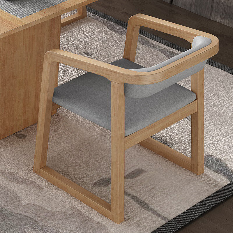 Scandinavian Wood Kitchen Dining Room Chair Open Back Arm Chair Dark Gray 1 Piece Natural Wood Clearhalo ' kitchen&dining_furn' 'Dining Chairs' 'Dining Tables & Seating' 'dining_chair' 'furn' 'furn_dining_chair' 'Furniture' 'furniture_dining_chair' 'Kitchen & Dining Furniture' 'kitchen' 4680460