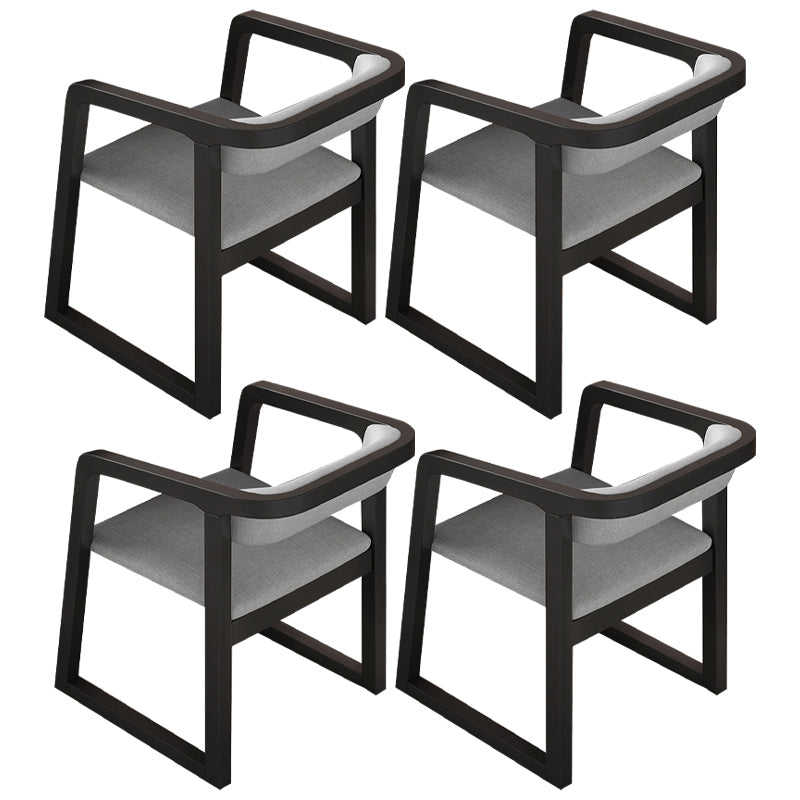 Scandinavian Wood Kitchen Dining Room Chair Open Back Arm Chair Dark Gray 4 Piece Set Black Clearhalo ' kitchen&dining_furn' 'Dining Chairs' 'Dining Tables & Seating' 'dining_chair' 'furn' 'furn_dining_chair' 'Furniture' 'furniture_dining_chair' 'Kitchen & Dining Furniture' 'kitchen' 4680464