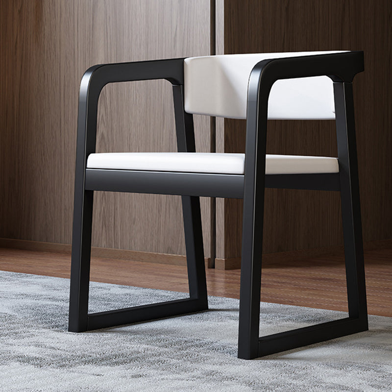Scandinavian Wood Kitchen Dining Room Chair Open Back Arm Chair Off-White 1 Piece Black Clearhalo ' kitchen&dining_furn' 'Dining Chairs' 'Dining Tables & Seating' 'dining_chair' 'furn' 'furn_dining_chair' 'Furniture' 'furniture_dining_chair' 'Kitchen & Dining Furniture' 'kitchen' 4680467
