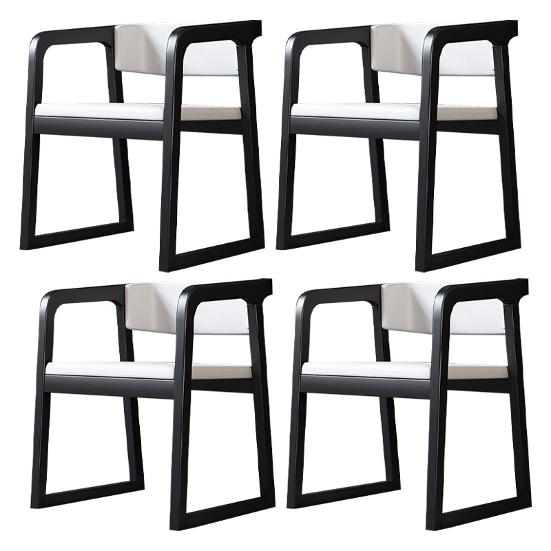 Scandinavian Wood Kitchen Dining Room Chair Open Back Arm Chair Off-White 4 Piece Set Black Clearhalo ' kitchen&dining_furn' 'Dining Chairs' 'Dining Tables & Seating' 'dining_chair' 'furn' 'furn_dining_chair' 'Furniture' 'furniture_dining_chair' 'Kitchen & Dining Furniture' 'kitchen' 4680471