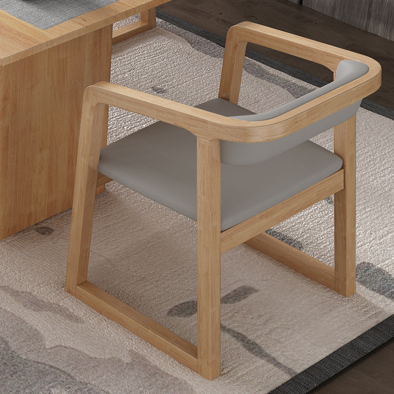 Scandinavian Wood Kitchen Dining Room Chair Open Back Arm Chair Grey 1 Piece Natural Wood Clearhalo ' kitchen&dining_furn' 'Dining Chairs' 'Dining Tables & Seating' 'dining_chair' 'furn' 'furn_dining_chair' 'Furniture' 'furniture_dining_chair' 'Kitchen & Dining Furniture' 'kitchen' 4680472