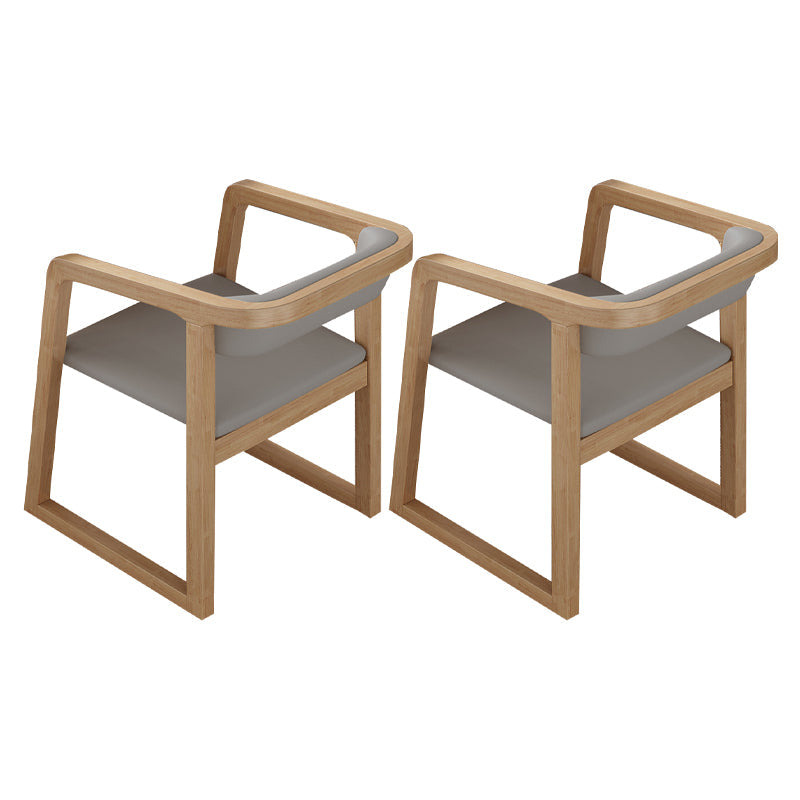 Scandinavian Wood Kitchen Dining Room Chair Open Back Arm Chair Grey 2 Piece Set Natural Wood Clearhalo ' kitchen&dining_furn' 'Dining Chairs' 'Dining Tables & Seating' 'dining_chair' 'furn' 'furn_dining_chair' 'Furniture' 'furniture_dining_chair' 'Kitchen & Dining Furniture' 'kitchen' 4680474