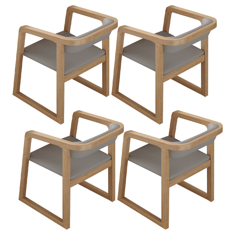 Scandinavian Wood Kitchen Dining Room Chair Open Back Arm Chair Grey 4 Piece Set Natural Wood Clearhalo ' kitchen&dining_furn' 'Dining Chairs' 'Dining Tables & Seating' 'dining_chair' 'furn' 'furn_dining_chair' 'Furniture' 'furniture_dining_chair' 'Kitchen & Dining Furniture' 'kitchen' 4680477