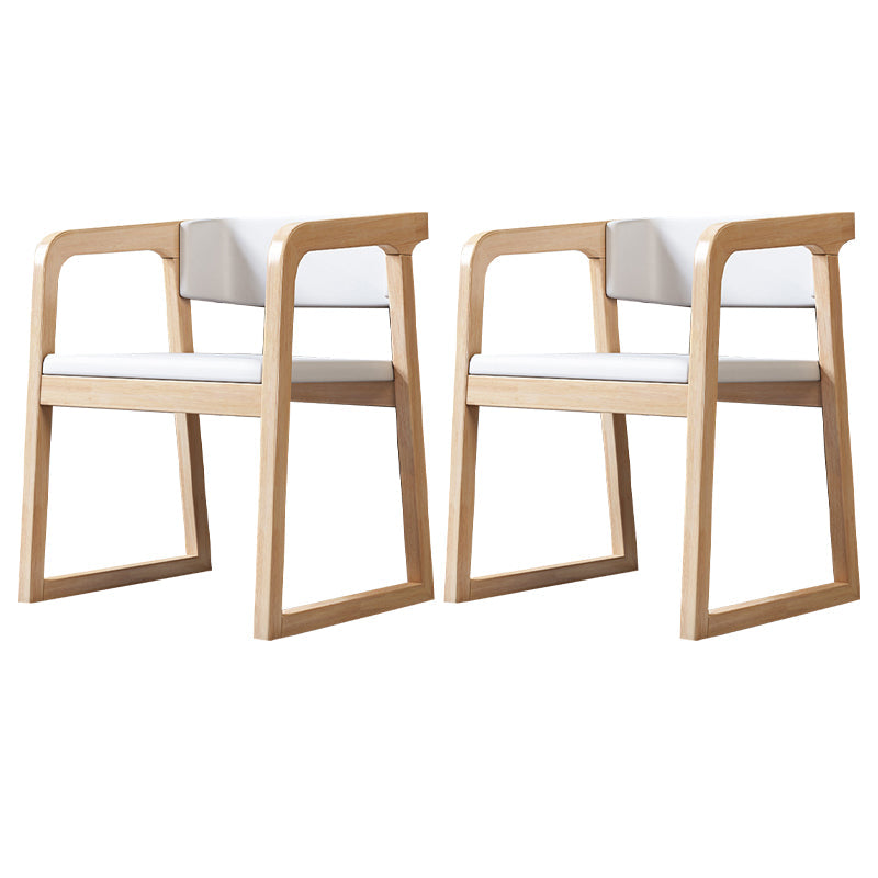 Scandinavian Wood Kitchen Dining Room Chair Open Back Arm Chair Off-White 2 Piece Set Natural Wood Clearhalo ' kitchen&dining_furn' 'Dining Chairs' 'Dining Tables & Seating' 'dining_chair' 'furn' 'furn_dining_chair' 'Furniture' 'furniture_dining_chair' 'Kitchen & Dining Furniture' 'kitchen' 4680483