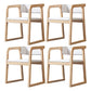 Scandinavian Wood Kitchen Dining Room Chair Open Back Arm Chair Off-White 4 Piece Set Natural Wood Clearhalo ' kitchen&dining_furn' 'Dining Chairs' 'Dining Tables & Seating' 'dining_chair' 'furn' 'furn_dining_chair' 'Furniture' 'furniture_dining_chair' 'Kitchen & Dining Furniture' 'kitchen' 4680484