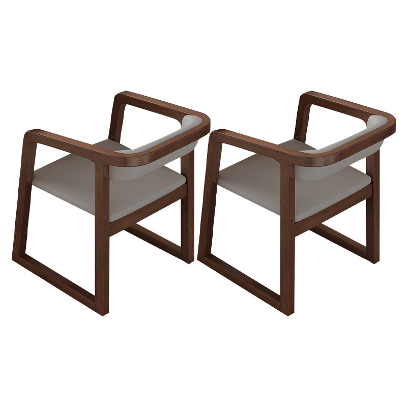 Scandinavian Wood Kitchen Dining Room Chair Open Back Arm Chair Grey 2 Piece Set Walnut Clearhalo ' kitchen&dining_furn' 'Dining Chairs' 'Dining Tables & Seating' 'dining_chair' 'furn' 'furn_dining_chair' 'Furniture' 'furniture_dining_chair' 'Kitchen & Dining Furniture' 'kitchen' 4680486
