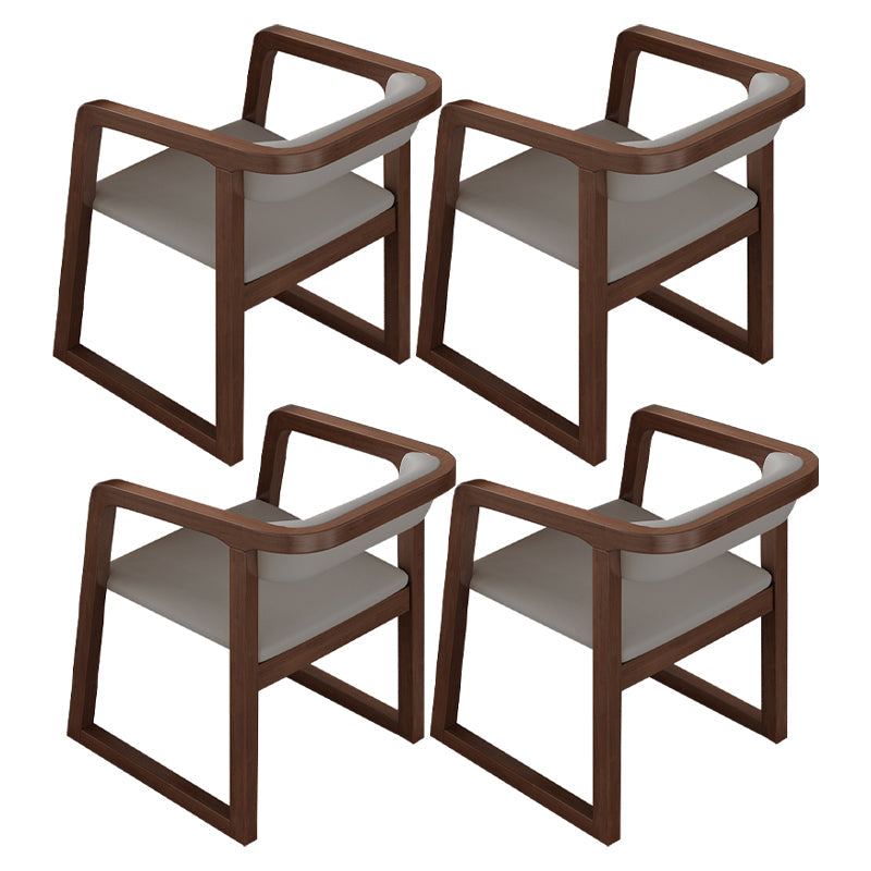 Scandinavian Wood Kitchen Dining Room Chair Open Back Arm Chair Grey 4 Piece Set Walnut Clearhalo ' kitchen&dining_furn' 'Dining Chairs' 'Dining Tables & Seating' 'dining_chair' 'furn' 'furn_dining_chair' 'Furniture' 'furniture_dining_chair' 'Kitchen & Dining Furniture' 'kitchen' 4680487