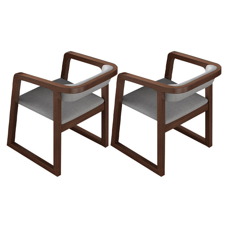 Scandinavian Wood Kitchen Dining Room Chair Open Back Arm Chair Dark Gray 2 Piece Set Walnut Clearhalo ' kitchen&dining_furn' 'Dining Chairs' 'Dining Tables & Seating' 'dining_chair' 'furn' 'furn_dining_chair' 'Furniture' 'furniture_dining_chair' 'Kitchen & Dining Furniture' 'kitchen' 4680489