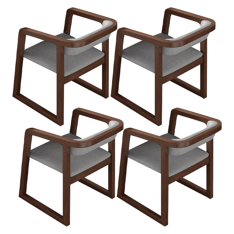 Scandinavian Wood Kitchen Dining Room Chair Open Back Arm Chair Dark Gray 4 Piece Set Walnut Clearhalo ' kitchen&dining_furn' 'Dining Chairs' 'Dining Tables & Seating' 'dining_chair' 'furn' 'furn_dining_chair' 'Furniture' 'furniture_dining_chair' 'Kitchen & Dining Furniture' 'kitchen' 4680490