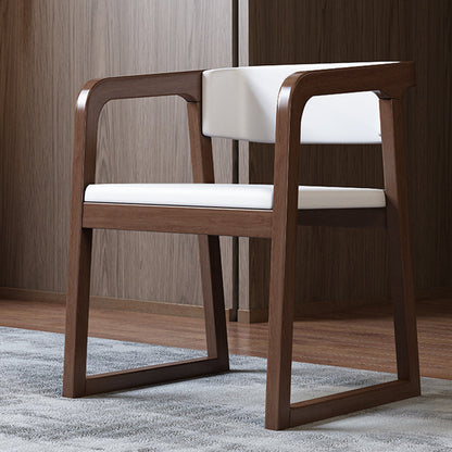Scandinavian Wood Kitchen Dining Room Chair Open Back Arm Chair Off-White 1 Piece Walnut Clearhalo ' kitchen&dining_furn' 'Dining Chairs' 'Dining Tables & Seating' 'dining_chair' 'furn' 'furn_dining_chair' 'Furniture' 'furniture_dining_chair' 'Kitchen & Dining Furniture' 'kitchen' 4680491