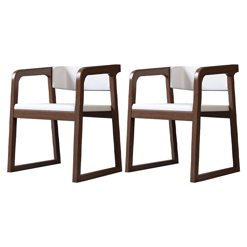 Scandinavian Wood Kitchen Dining Room Chair Open Back Arm Chair Off-White 2 Piece Set Walnut Clearhalo ' kitchen&dining_furn' 'Dining Chairs' 'Dining Tables & Seating' 'dining_chair' 'furn' 'furn_dining_chair' 'Furniture' 'furniture_dining_chair' 'Kitchen & Dining Furniture' 'kitchen' 4680492