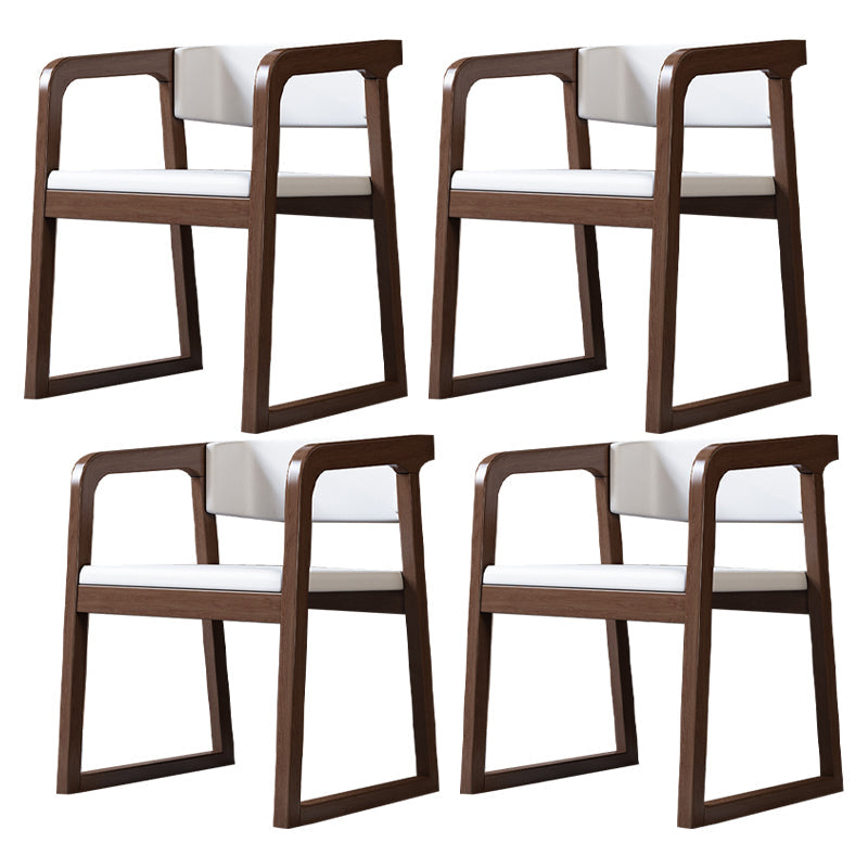 Scandinavian Wood Kitchen Dining Room Chair Open Back Arm Chair Off-White 4 Piece Set Walnut Clearhalo ' kitchen&dining_furn' 'Dining Chairs' 'Dining Tables & Seating' 'dining_chair' 'furn' 'furn_dining_chair' 'Furniture' 'furniture_dining_chair' 'Kitchen & Dining Furniture' 'kitchen' 4680493