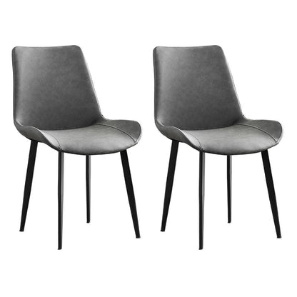 Industrial Arm Solid Back Dining Side Chair Faux Leather Side Chair Grey 2 Piece Set Clearhalo ' kitchen&dining_furn' 'Dining Chairs' 'Dining Tables & Seating' 'dining_chair' 'furn' 'furn_dining_chair' 'Furniture' 'furniture_dining_chair' 'Kitchen & Dining Furniture' 'kitchen' 4680497