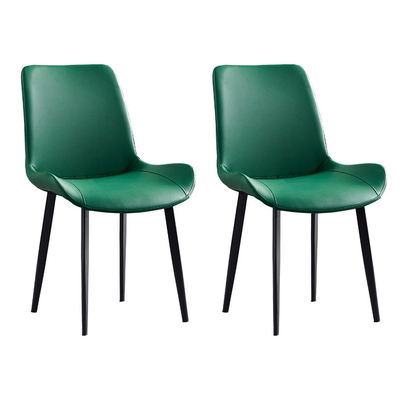Industrial Arm Solid Back Dining Side Chair Faux Leather Side Chair Blackish Green 2 Piece Set Clearhalo ' kitchen&dining_furn' 'Dining Chairs' 'Dining Tables & Seating' 'dining_chair' 'furn' 'furn_dining_chair' 'Furniture' 'furniture_dining_chair' 'Kitchen & Dining Furniture' 'kitchen' 4680499