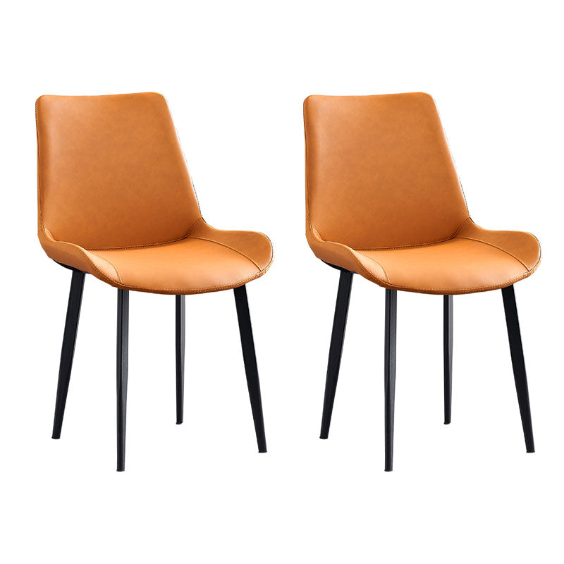 Industrial Arm Solid Back Dining Side Chair Faux Leather Side Chair Orange 2 Piece Set Clearhalo ' kitchen&dining_furn' 'Dining Chairs' 'Dining Tables & Seating' 'dining_chair' 'furn' 'furn_dining_chair' 'Furniture' 'furniture_dining_chair' 'Kitchen & Dining Furniture' 'kitchen' 4680503