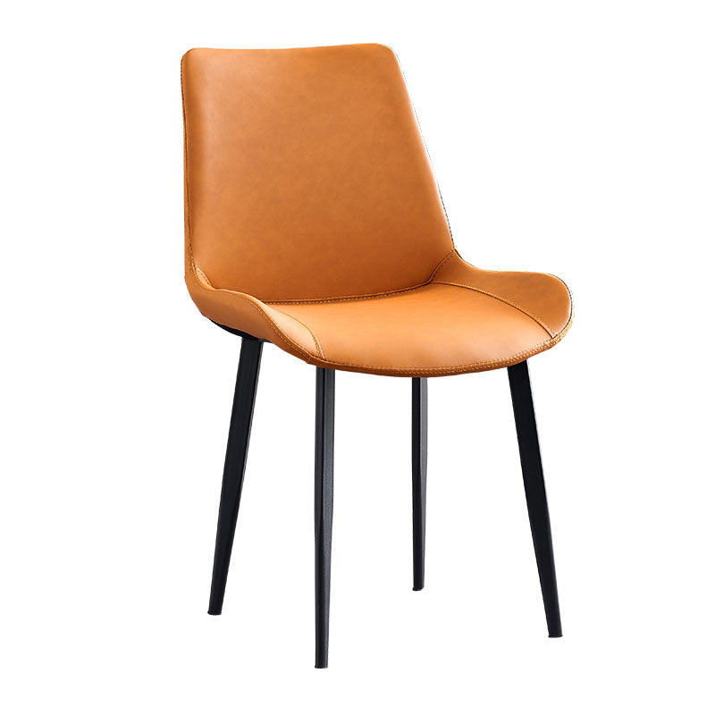 Industrial Arm Solid Back Dining Side Chair Faux Leather Side Chair Clearhalo ' kitchen&dining_furn' 'Dining Chairs' 'Dining Tables & Seating' 'dining_chair' 'furn' 'furn_dining_chair' 'Furniture' 'furniture_dining_chair' 'Kitchen & Dining Furniture' 'kitchen' 4680504