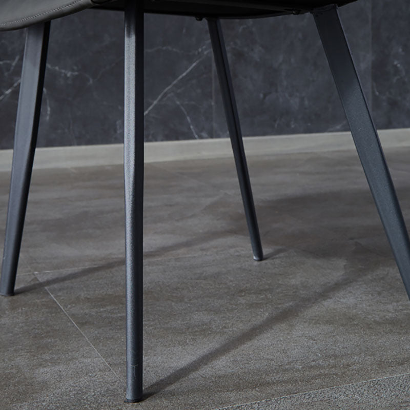 Industrial Arm Solid Back Dining Side Chair Faux Leather Side Chair Clearhalo ' kitchen&dining_furn' 'Dining Chairs' 'Dining Tables & Seating' 'dining_chair' 'furn' 'furn_dining_chair' 'Furniture' 'furniture_dining_chair' 'Kitchen & Dining Furniture' 'kitchen' 4680507