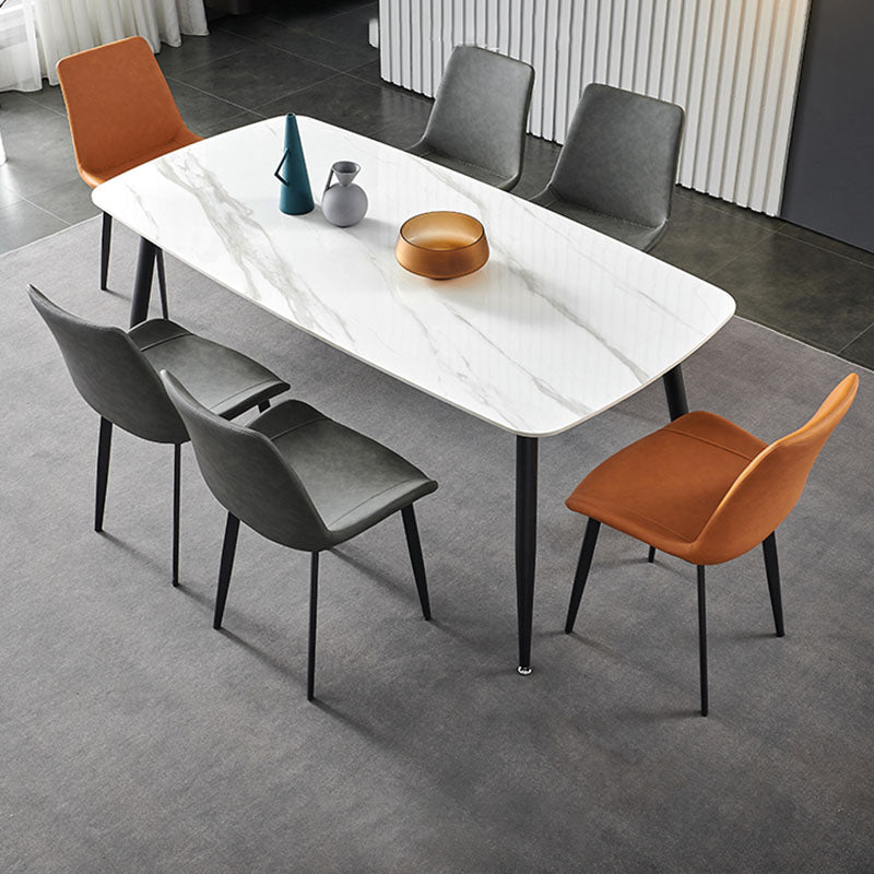 Industrial Arm Solid Back Dining Side Chair Faux Leather Side Chair Clearhalo ' kitchen&dining_furn' 'Dining Chairs' 'Dining Tables & Seating' 'dining_chair' 'furn' 'furn_dining_chair' 'Furniture' 'furniture_dining_chair' 'Kitchen & Dining Furniture' 'kitchen' 4680508