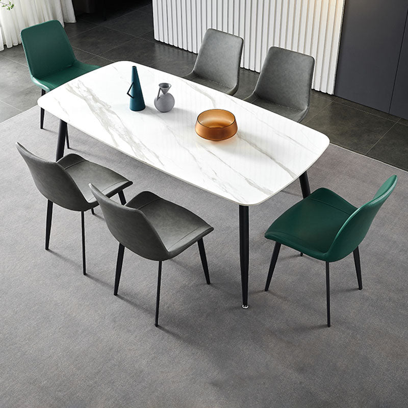 Industrial Arm Solid Back Dining Side Chair Faux Leather Side Chair Clearhalo ' kitchen&dining_furn' 'Dining Chairs' 'Dining Tables & Seating' 'dining_chair' 'furn' 'furn_dining_chair' 'Furniture' 'furniture_dining_chair' 'Kitchen & Dining Furniture' 'kitchen' 4680509