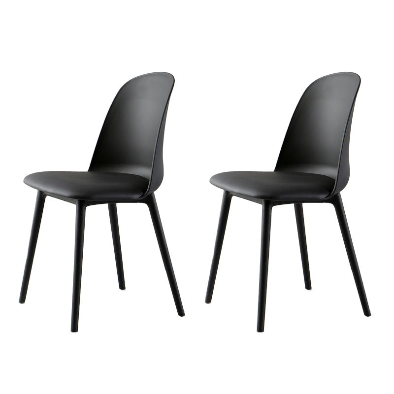 Scandinavian Armless Plastic Side Chair Solid Back Chair for Home Black 2 Piece Set Clearhalo ' kitchen&dining_furn' 'Dining Chairs' 'Dining Tables & Seating' 'dining_chair' 'furn' 'furn_dining_chair' 'Furniture' 'furniture_dining_chair' 'Kitchen & Dining Furniture' 'kitchen' 4680531
