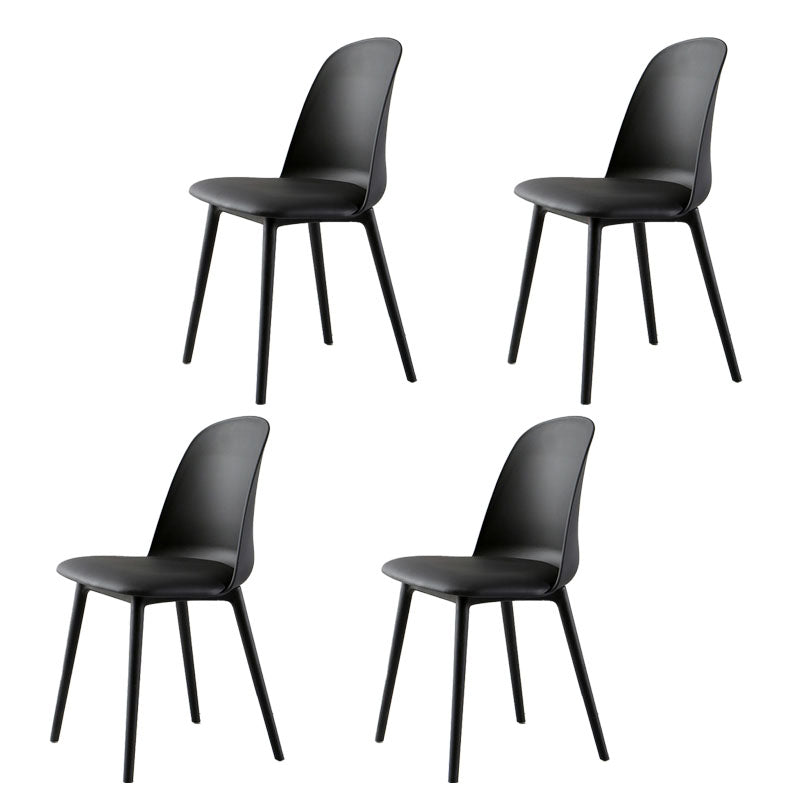 Scandinavian Armless Plastic Side Chair Solid Back Chair for Home Black 4 Piece Set Clearhalo ' kitchen&dining_furn' 'Dining Chairs' 'Dining Tables & Seating' 'dining_chair' 'furn' 'furn_dining_chair' 'Furniture' 'furniture_dining_chair' 'Kitchen & Dining Furniture' 'kitchen' 4680534
