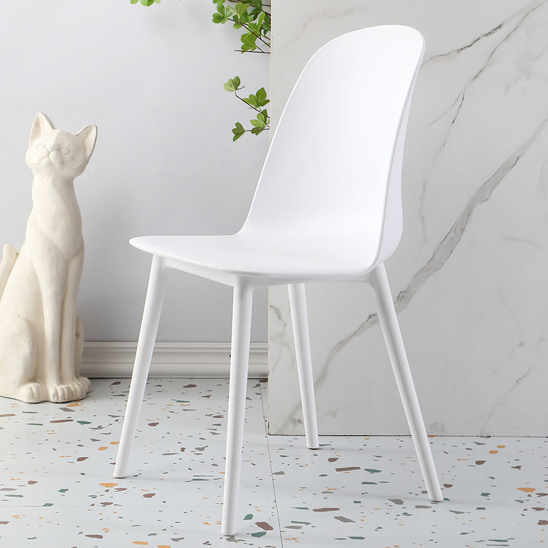 Scandinavian Armless Plastic Side Chair Solid Back Chair for Home White 1 Piece Clearhalo ' kitchen&dining_furn' 'Dining Chairs' 'Dining Tables & Seating' 'dining_chair' 'furn' 'furn_dining_chair' 'Furniture' 'furniture_dining_chair' 'Kitchen & Dining Furniture' 'kitchen' 4680536