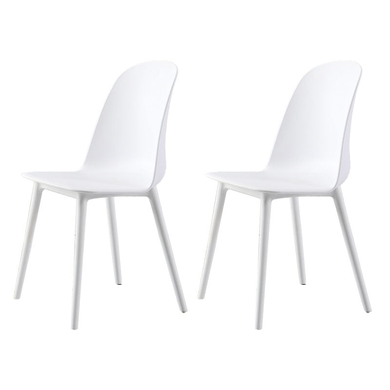 Scandinavian Armless Plastic Side Chair Solid Back Chair for Home White 2 Piece Set Clearhalo ' kitchen&dining_furn' 'Dining Chairs' 'Dining Tables & Seating' 'dining_chair' 'furn' 'furn_dining_chair' 'Furniture' 'furniture_dining_chair' 'Kitchen & Dining Furniture' 'kitchen' 4680537