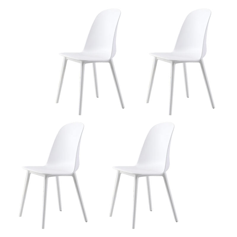 Scandinavian Armless Plastic Side Chair Solid Back Chair for Home White 4 Piece Set Clearhalo ' kitchen&dining_furn' 'Dining Chairs' 'Dining Tables & Seating' 'dining_chair' 'furn' 'furn_dining_chair' 'Furniture' 'furniture_dining_chair' 'Kitchen & Dining Furniture' 'kitchen' 4680539
