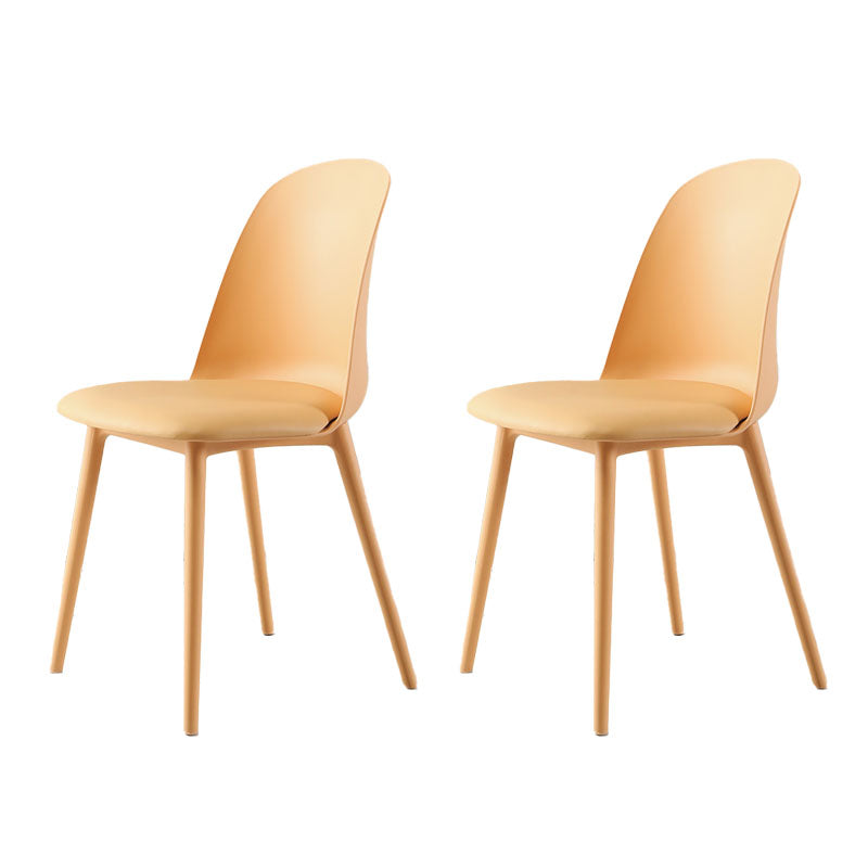 Scandinavian Armless Plastic Side Chair Solid Back Chair for Home Light Orange 2 Piece Set Clearhalo ' kitchen&dining_furn' 'Dining Chairs' 'Dining Tables & Seating' 'dining_chair' 'furn' 'furn_dining_chair' 'Furniture' 'furniture_dining_chair' 'Kitchen & Dining Furniture' 'kitchen' 4680541