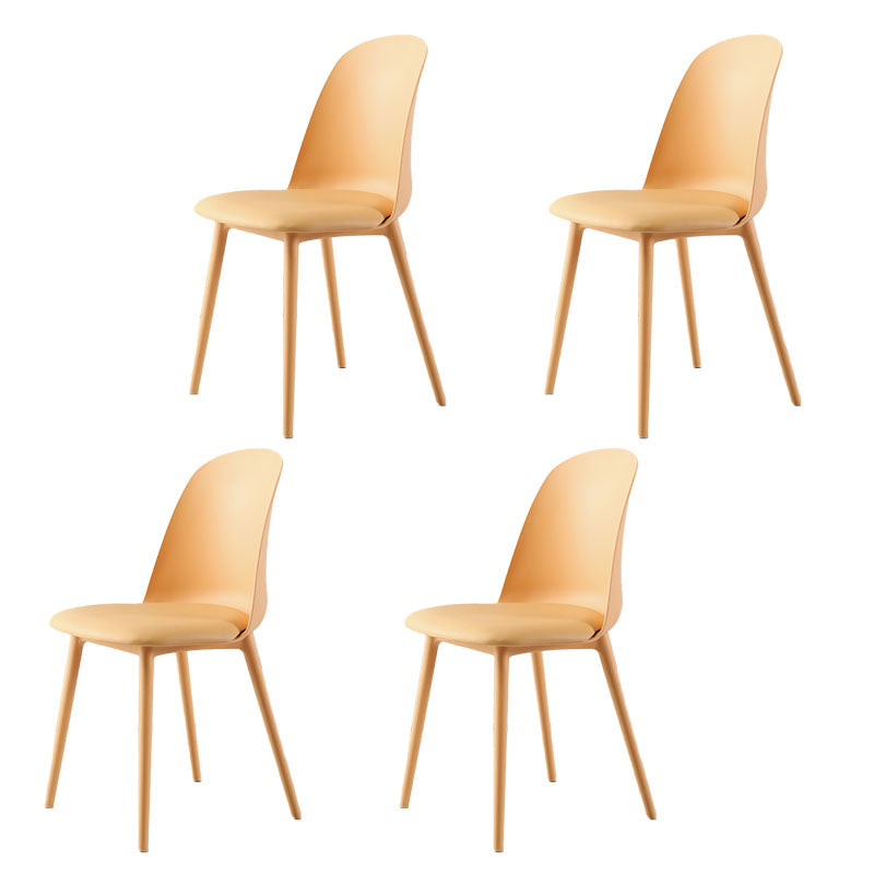 Scandinavian Armless Plastic Side Chair Solid Back Chair for Home Light Orange 4 Piece Set Clearhalo ' kitchen&dining_furn' 'Dining Chairs' 'Dining Tables & Seating' 'dining_chair' 'furn' 'furn_dining_chair' 'Furniture' 'furniture_dining_chair' 'Kitchen & Dining Furniture' 'kitchen' 4680542