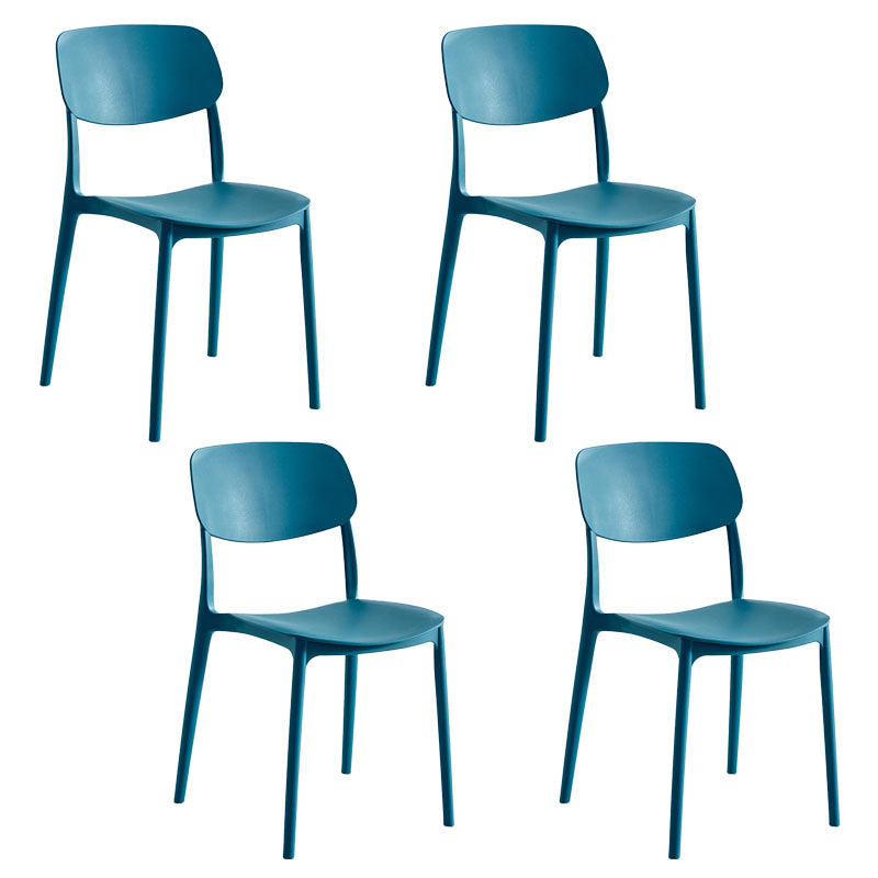 Modern Stackable Chair Dining Armless Chairs with Plastic Legs for Kitchen Dark Blue 4 Piece Set Clearhalo ' kitchen&dining_furn' 'Dining Chairs' 'Dining Tables & Seating' 'dining_chair' 'furn' 'furn_dining_chair' 'Furniture' 'furniture_dining_chair' 'Kitchen & Dining Furniture' 'kitchen' 4680562