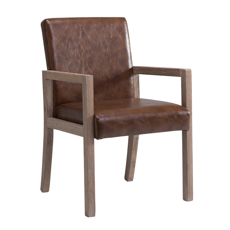 Farmhouse Restaurant Upholstered Arm Chair Matte Finish Solid Back Dining Chair Clearhalo ' kitchen&dining_furn' 'Dining Chairs' 'Dining Tables & Seating' 'dining_chair' 'Furniture' 'furniture_dining_chair' 'Kitchen & Dining Furniture' 'kitchen' 4680579