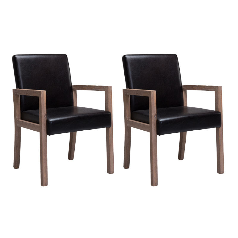 Farmhouse Restaurant Upholstered Arm Chair Matte Finish Solid Back Dining Chair Black Set of 2 Clearhalo ' kitchen&dining_furn' 'Dining Chairs' 'Dining Tables & Seating' 'dining_chair' 'Furniture' 'furniture_dining_chair' 'Kitchen & Dining Furniture' 'kitchen' 4680588