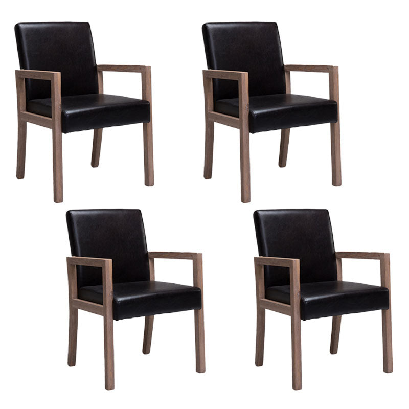 Farmhouse Restaurant Upholstered Arm Chair Matte Finish Solid Back Dining Chair Black Set of 4 Clearhalo ' kitchen&dining_furn' 'Dining Chairs' 'Dining Tables & Seating' 'dining_chair' 'Furniture' 'furniture_dining_chair' 'Kitchen & Dining Furniture' 'kitchen' 4680590