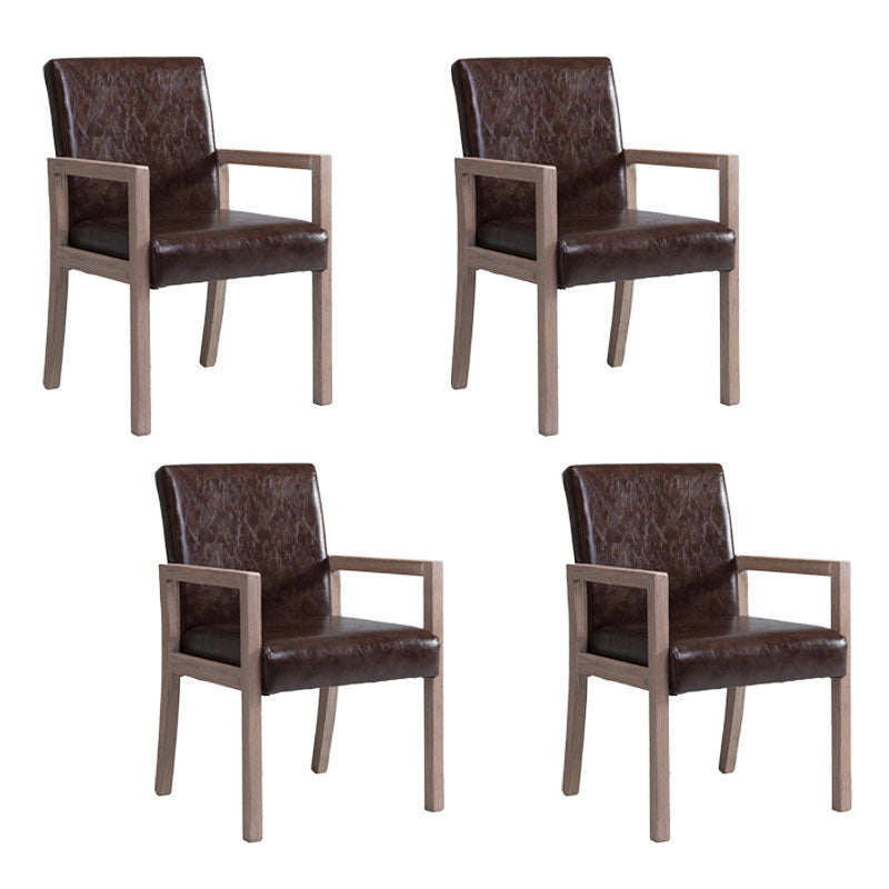 Farmhouse Restaurant Upholstered Arm Chair Matte Finish Solid Back Dining Chair Dark Coffee Set of 4 Clearhalo ' kitchen&dining_furn' 'Dining Chairs' 'Dining Tables & Seating' 'dining_chair' 'Furniture' 'furniture_dining_chair' 'Kitchen & Dining Furniture' 'kitchen' 4680594