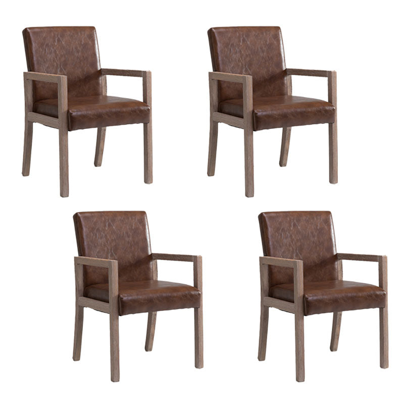 Farmhouse Restaurant Upholstered Arm Chair Matte Finish Solid Back Dining Chair Light Brown Set of 4 Clearhalo ' kitchen&dining_furn' 'Dining Chairs' 'Dining Tables & Seating' 'dining_chair' 'Furniture' 'furniture_dining_chair' 'Kitchen & Dining Furniture' 'kitchen' 4680596
