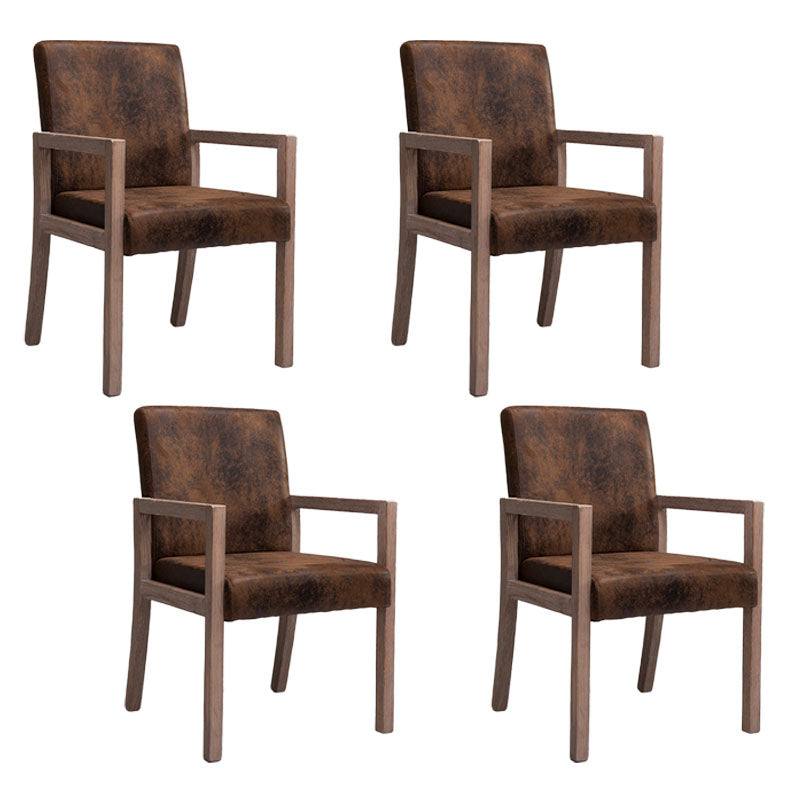 Farmhouse Restaurant Upholstered Arm Chair Matte Finish Solid Back Dining Chair Brown Set of 4 Clearhalo ' kitchen&dining_furn' 'Dining Chairs' 'Dining Tables & Seating' 'dining_chair' 'Furniture' 'furniture_dining_chair' 'Kitchen & Dining Furniture' 'kitchen' 4680600
