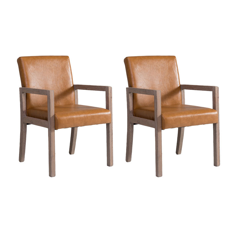 Farmhouse Restaurant Upholstered Arm Chair Matte Finish Solid Back Dining Chair Orange Set of 2 Clearhalo ' kitchen&dining_furn' 'Dining Chairs' 'Dining Tables & Seating' 'dining_chair' 'Furniture' 'furniture_dining_chair' 'Kitchen & Dining Furniture' 'kitchen' 4680601